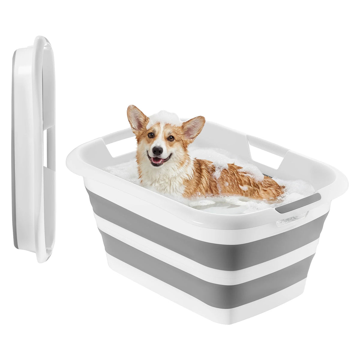 SucceBuy Collapsible Dog Bathtub With Built In Drainage Hole