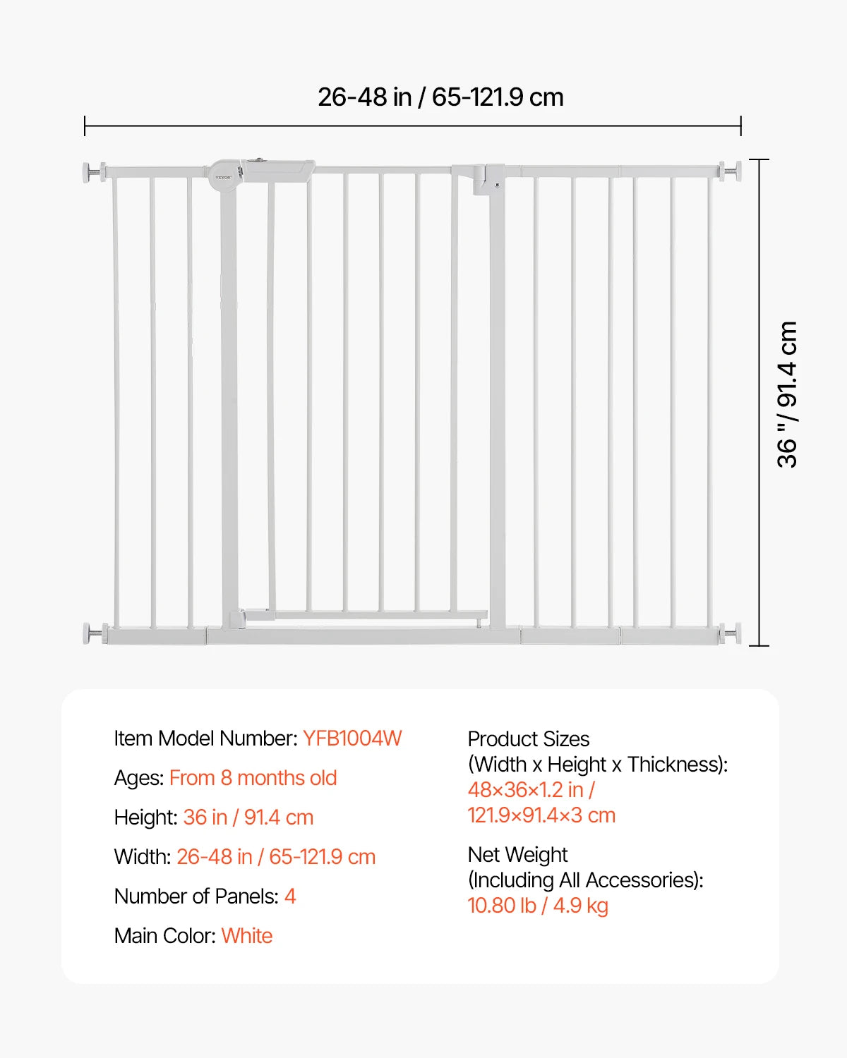 SucceBuy Pressure Mounted Walk Through Baby Pet Security Gate