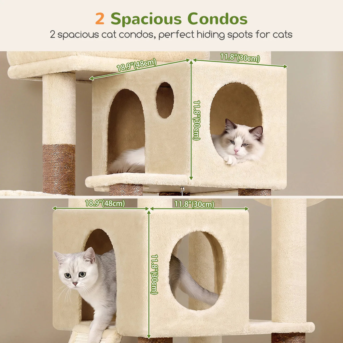 Globlazer 76" Large Cat Tree Tower for Indoor Cats, Multi-Level Cat Climbing Activity Center with 2 Condos, 2 Hammocks, 3 Perches, Sisal Scratching Posts and Board for 2-3 Medium Large Cats