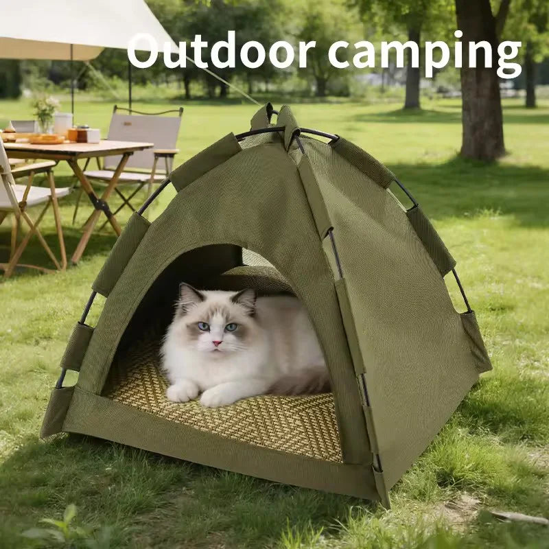 Foldable Semi Enclosed Pet Tent Washable Cat And Dog Shelter