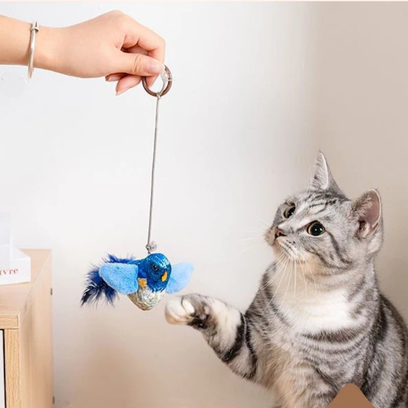 Interactive Wall Mounted Sound Activated Plush Catnip Bird Toy