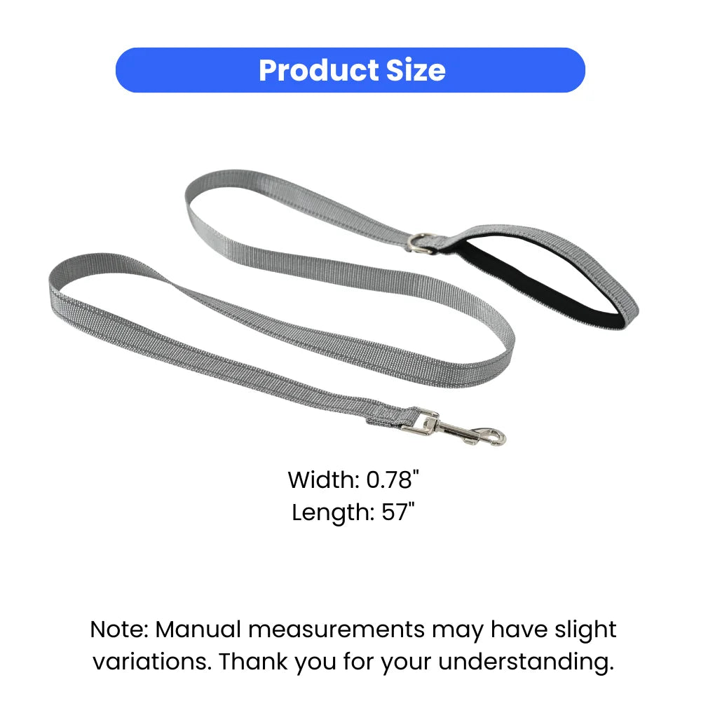 7PCS/Carton Reflective Dog Leash Double Sided Nylon Pet Lead with Padded Handle D Ring Metal Clip for Walking Training 3 Colors Mixed