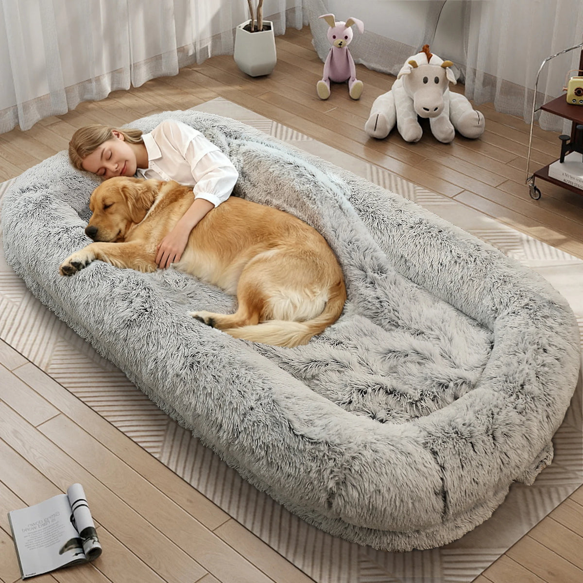 Orthopedic Dog Bed With Removable Faux Fur Cover For Adults