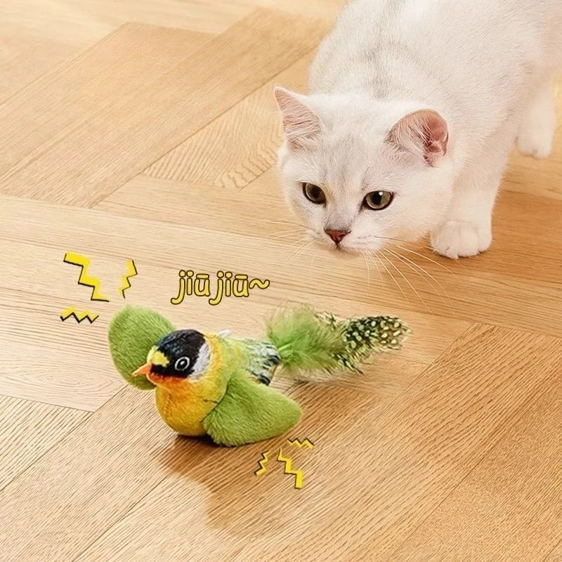 Interactive Wall Mounted Sound Activated Plush Catnip Bird Toy