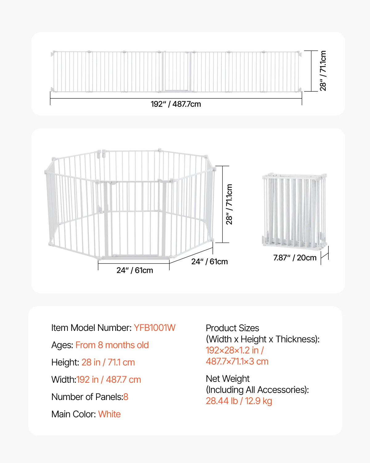 SucceBuy Pressure Mounted Walk Through Baby Pet Security Gate