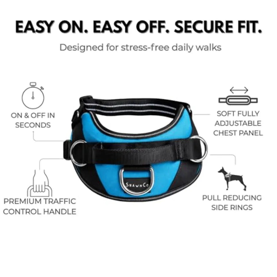 Essential Dog Harness, No-Pull Pet Vest with 3 Leash Clips, No Choke, Reflective, Adjustable and Padded, for Easy Walking and T