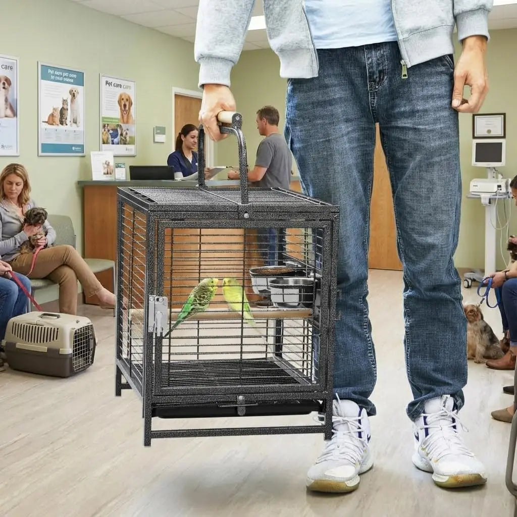 HiMISS Portable Bird Cage With Removable Tray For Small Birds