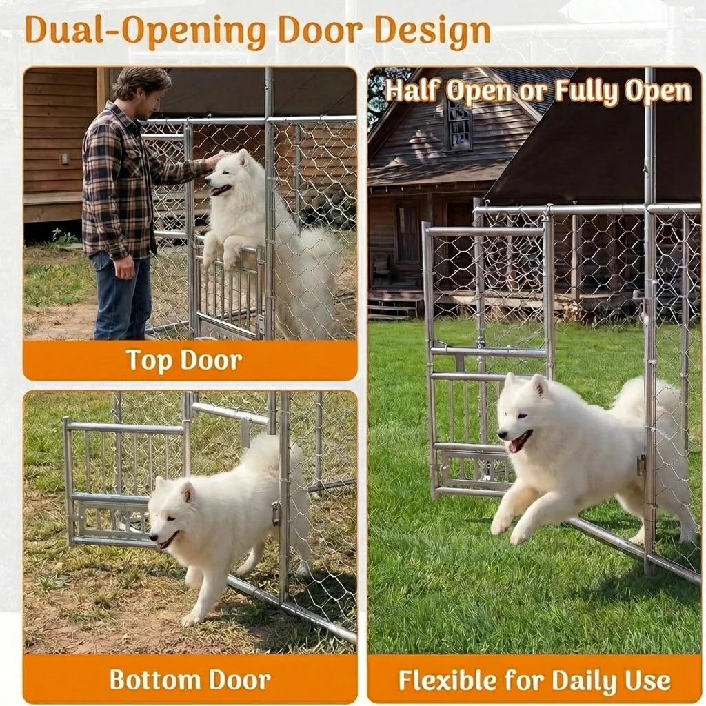 Heavy Duty Outdoor Dog Kennel With Waterproof UV Resistant Roof