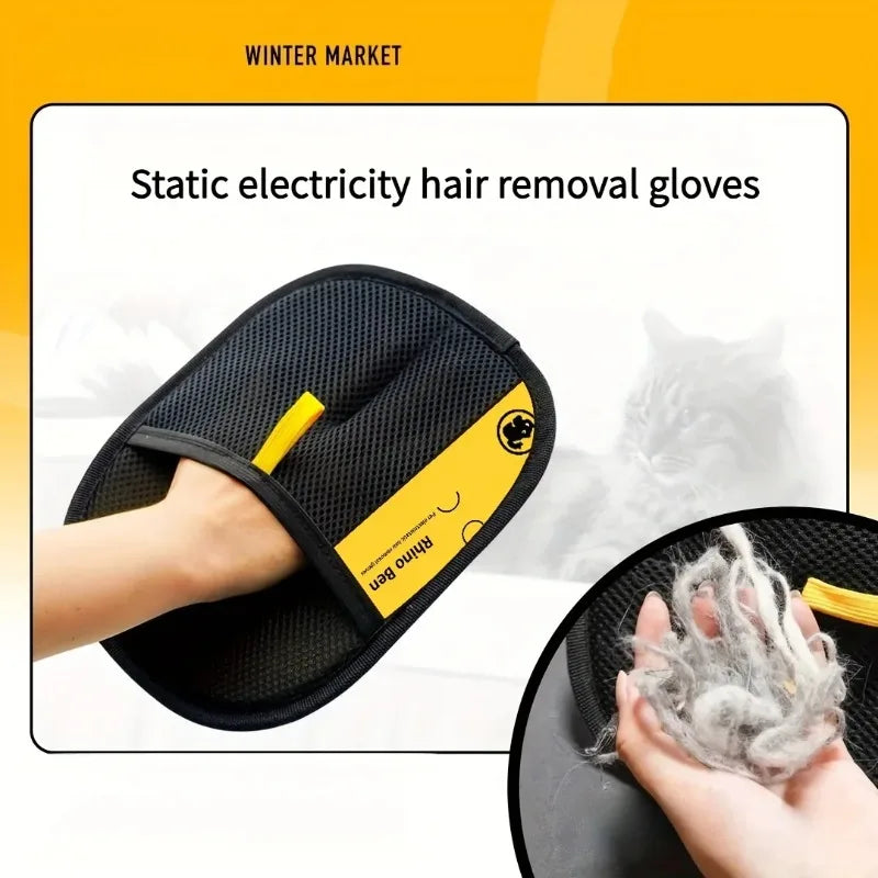 Two Pack Double Sided Pet Grooming Gloves Absorb Cleaning Mitt