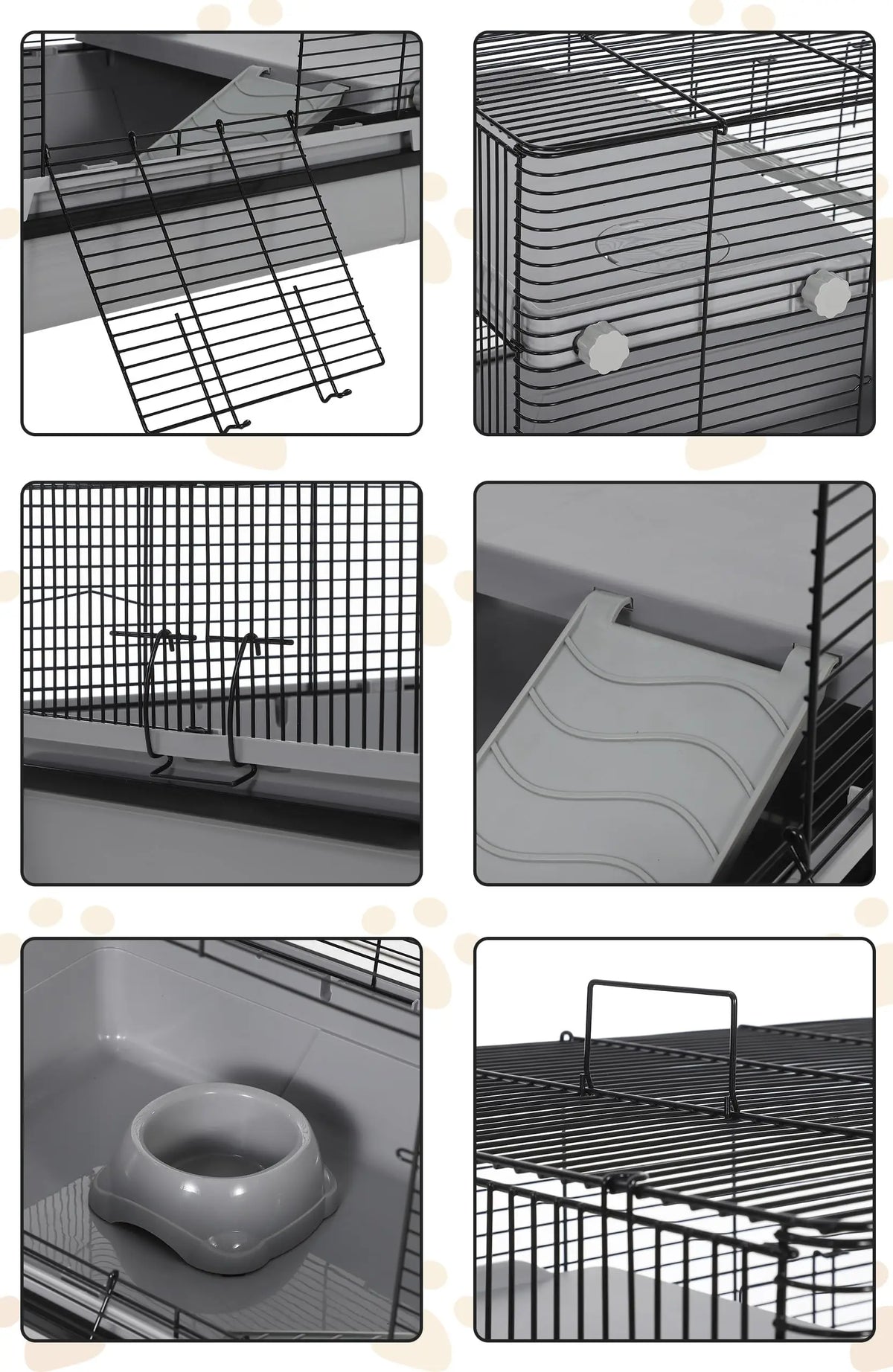 HiMISS Small Animal Cage With Stand And Removable Tray