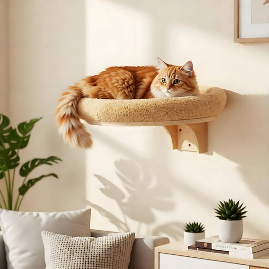 Cat Wall Mounted Wooden Hammock Ladder Scratching Post Perch