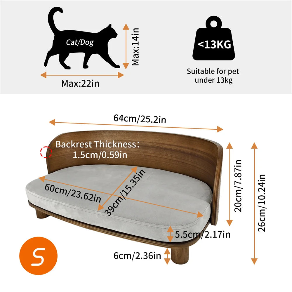 Borwart Elevated Pet Sofa With Eucalyptus Wood Cushion For Dogs
