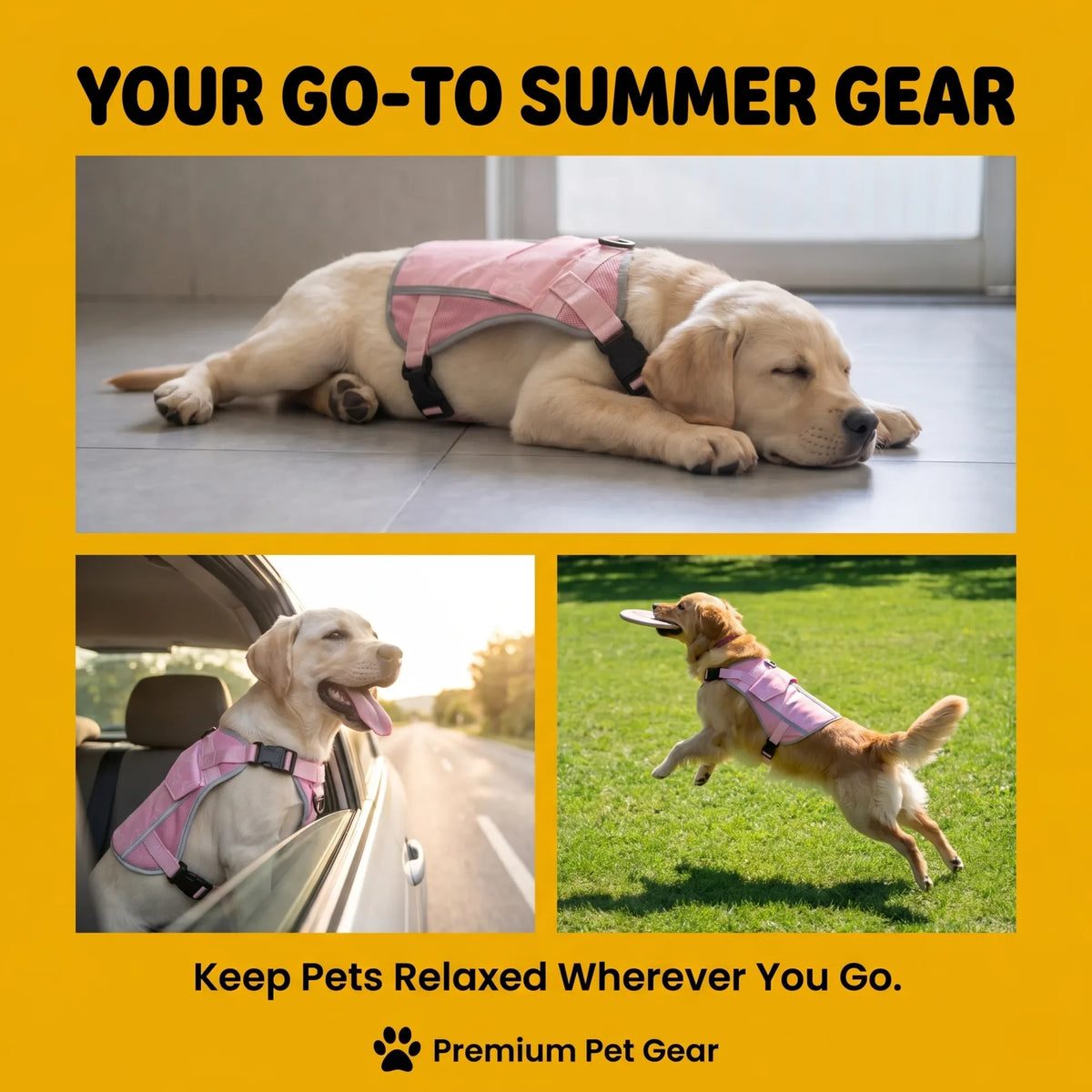 Cooling Vest Harness For Dogs With Freezer Packs Outdoor Use