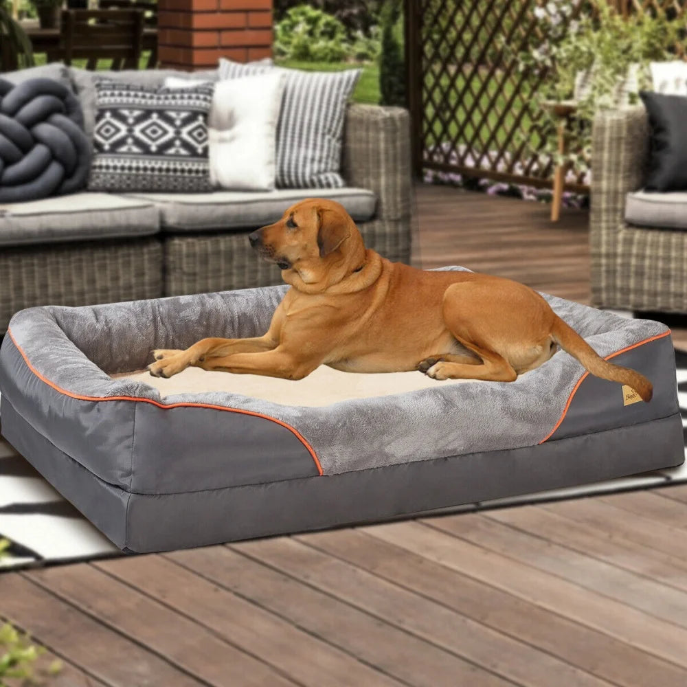 BORWART Orthopedic Memory Foam Dog Bed With Removable Cover