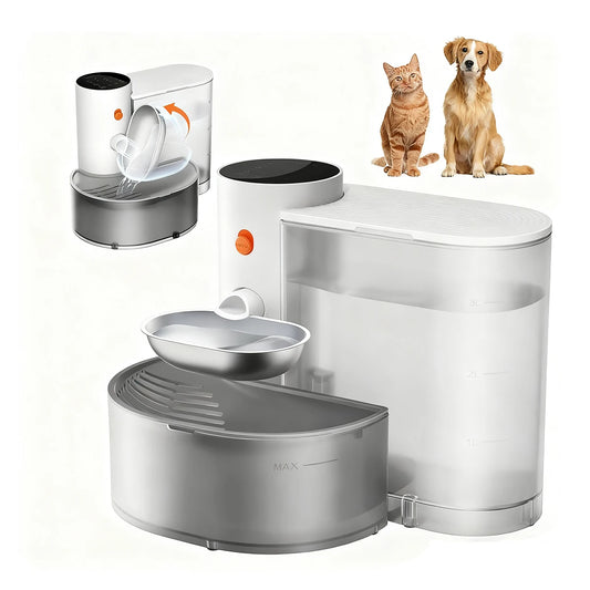 Petgravity Smart Cat Water Dispenser - Stainless Steel Water Bowl, Self-Refill Cat Water Fountain Automatic Water Dispenser for Cats & Small Dogs, 3.5L/118.4oz