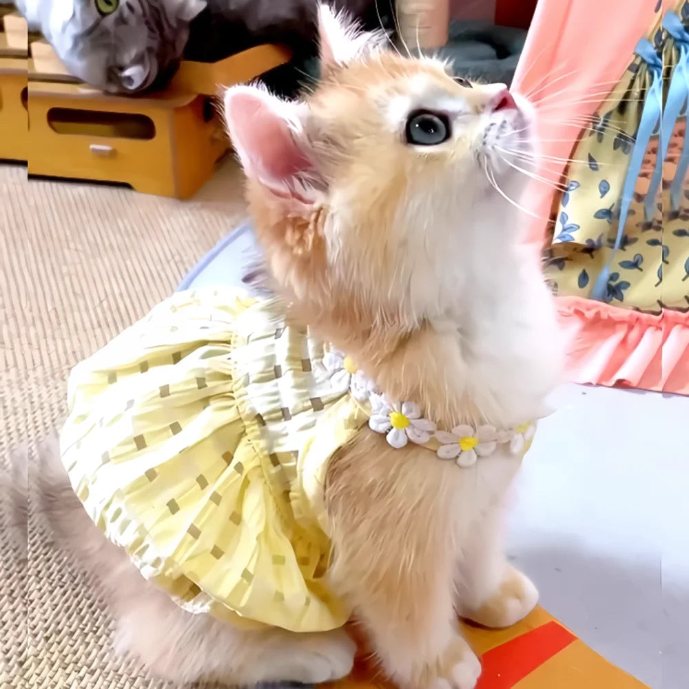 Breathable Floral Pet Skirt Dress For Dogs And Cats