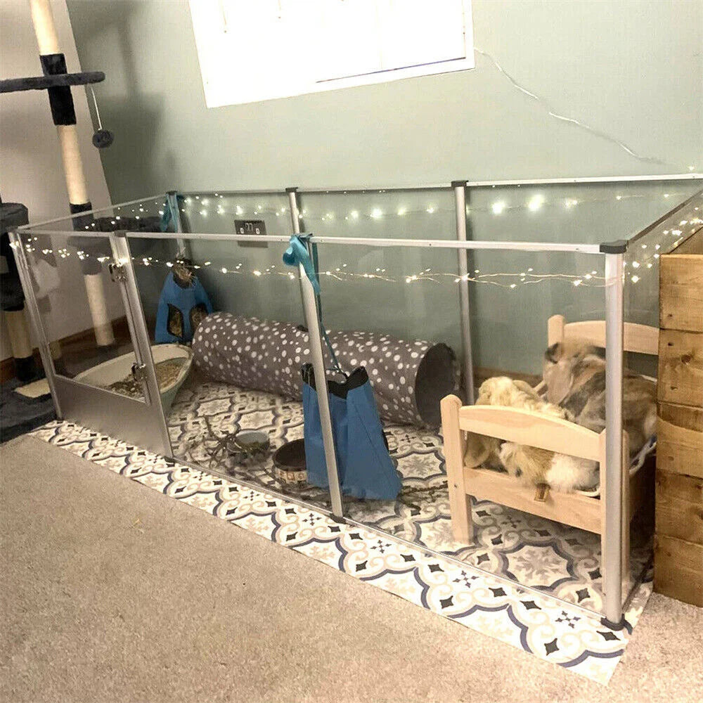 BORWART Acrylic Dog Playpen Indoor Pet Enclosure With Clear Panels