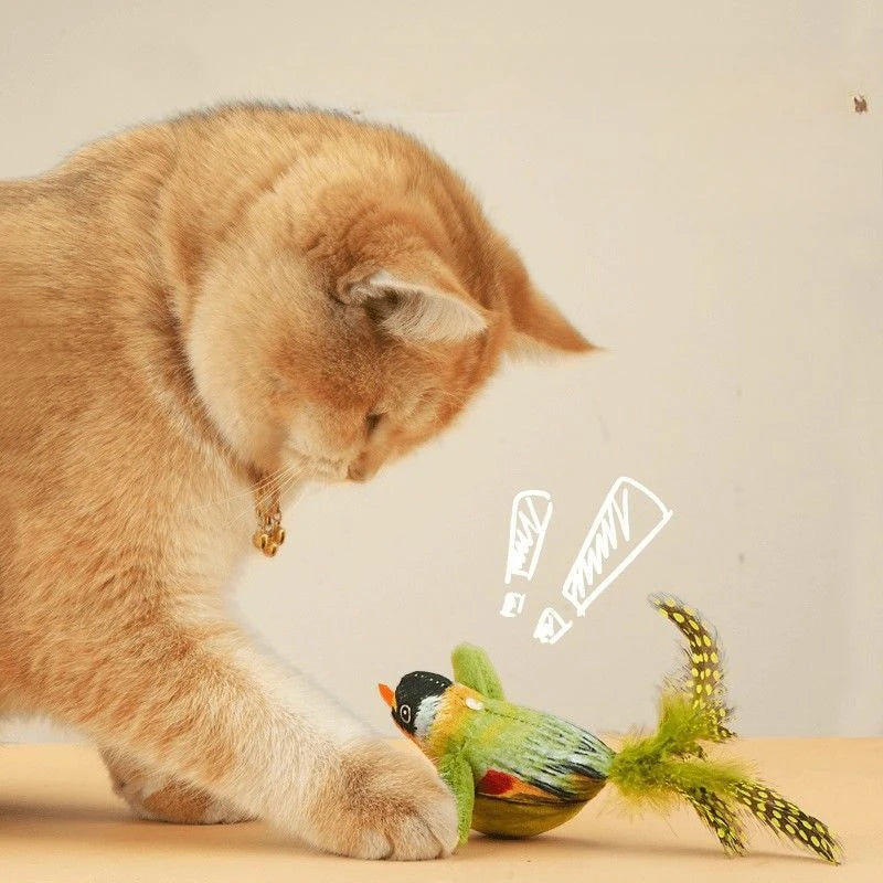 Interactive Wall Mounted Sound Activated Plush Catnip Bird Toy