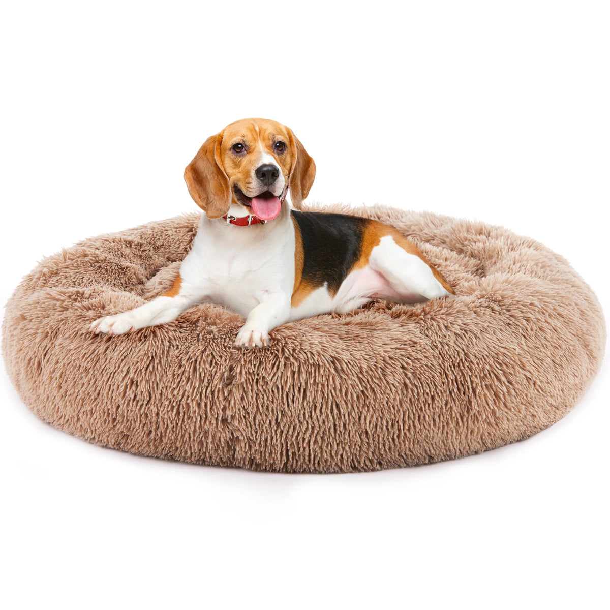 JHK Calming Round Dog Bed Soft Fluffy Plush Washable