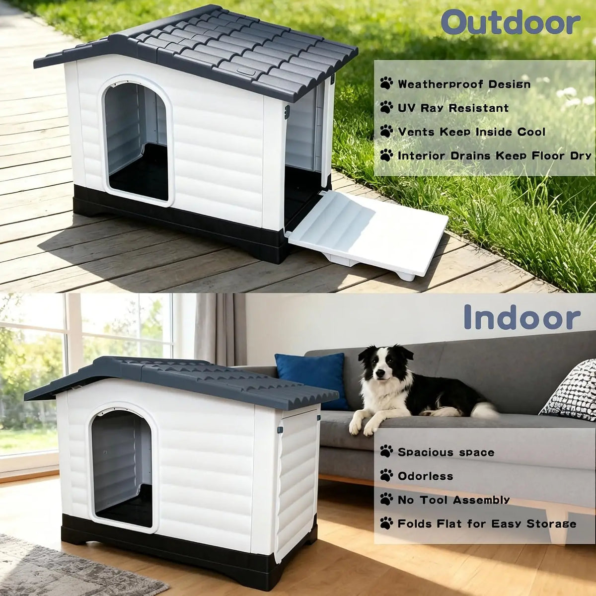 TWISTER CK Waterproof Two Door Dog House With Fold Out Porch
