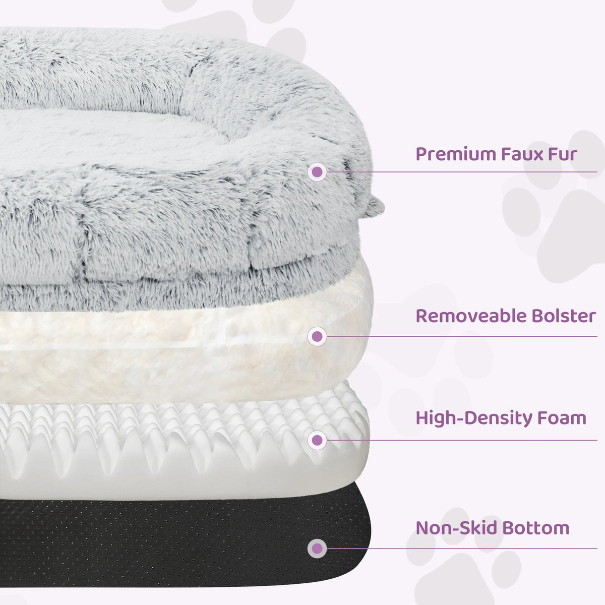Orthopedic Dog Bed With Removable Faux Fur Cover For Adults