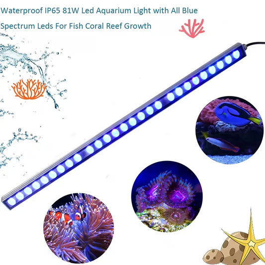 Populargrow 85cm Light Led Strip Length 81W Led Aquarium Lamp for Coral Reef Fish Tank