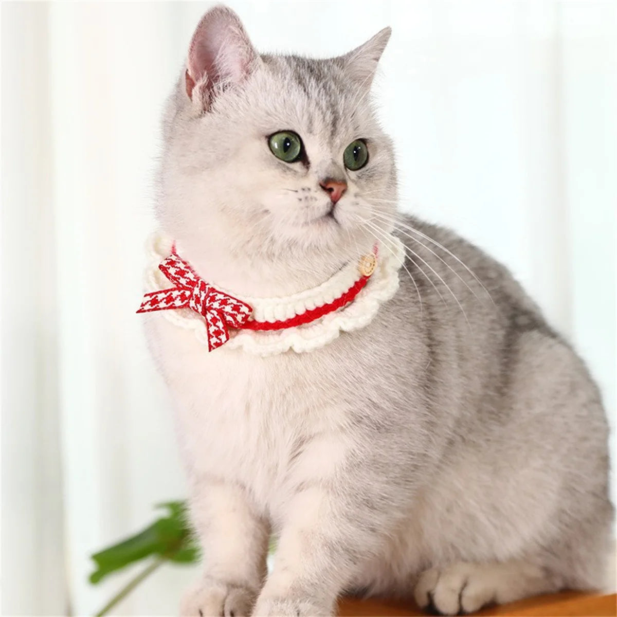 Soft Bow Knot Adjustable Knitted Collar For Cats And Dogs
