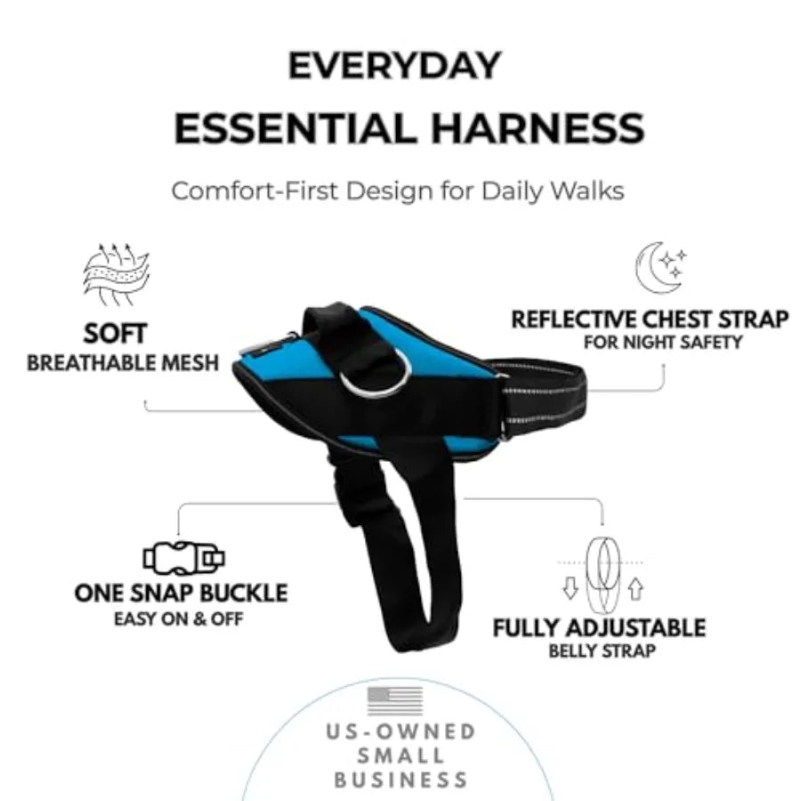 Essential Dog Harness, No-Pull Pet Vest with 3 Leash Clips, No Choke, Reflective, Adjustable and Padded, for Easy Walking and T