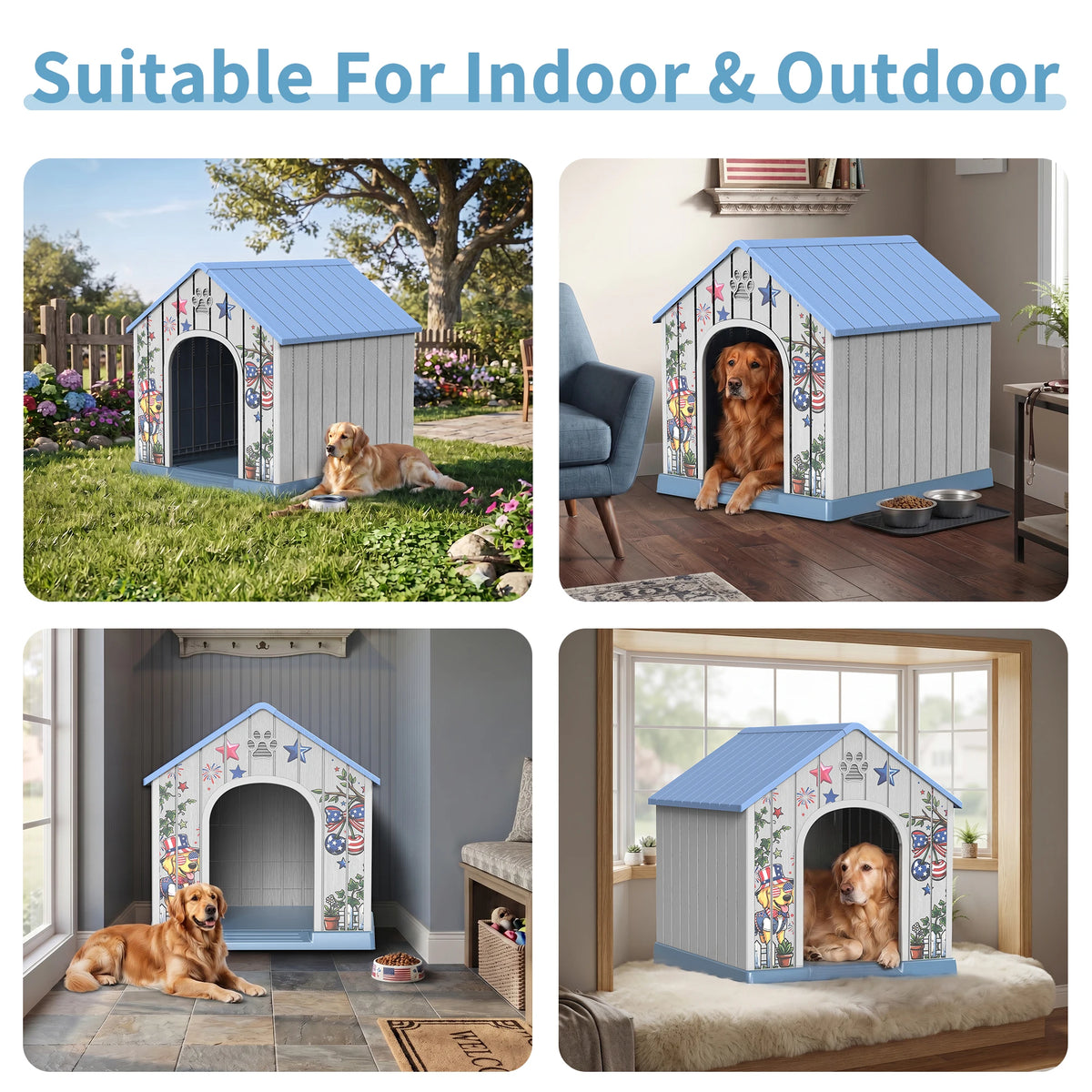 Weatherproof Plastic Dog House Outdoor Pet Shelter