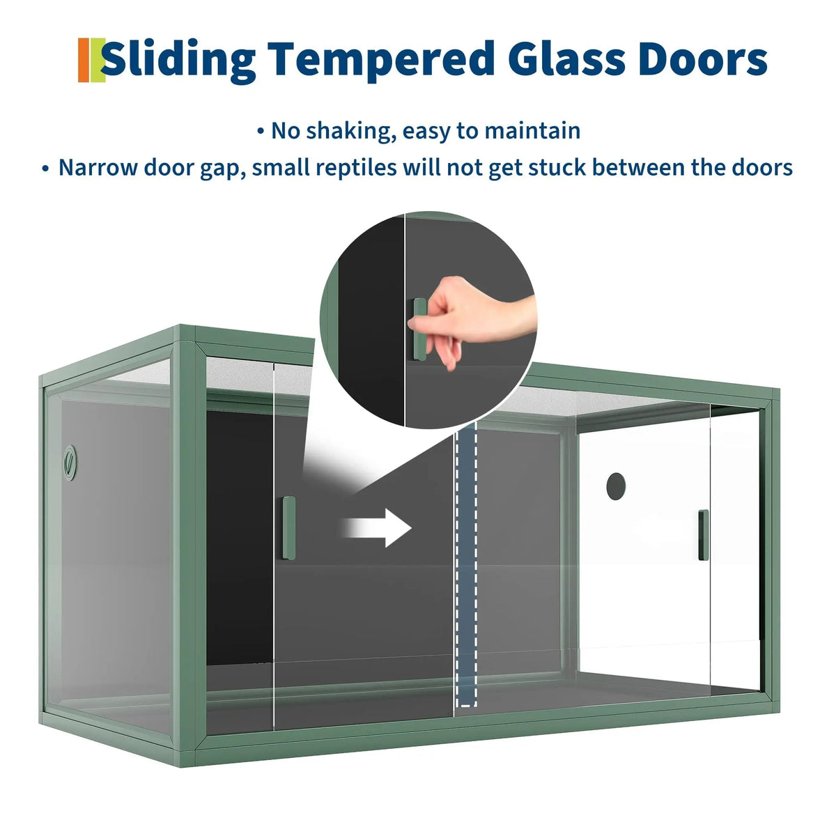 Reptile Terrarium Enclosure With Sliding Glass Doors And Ventilation