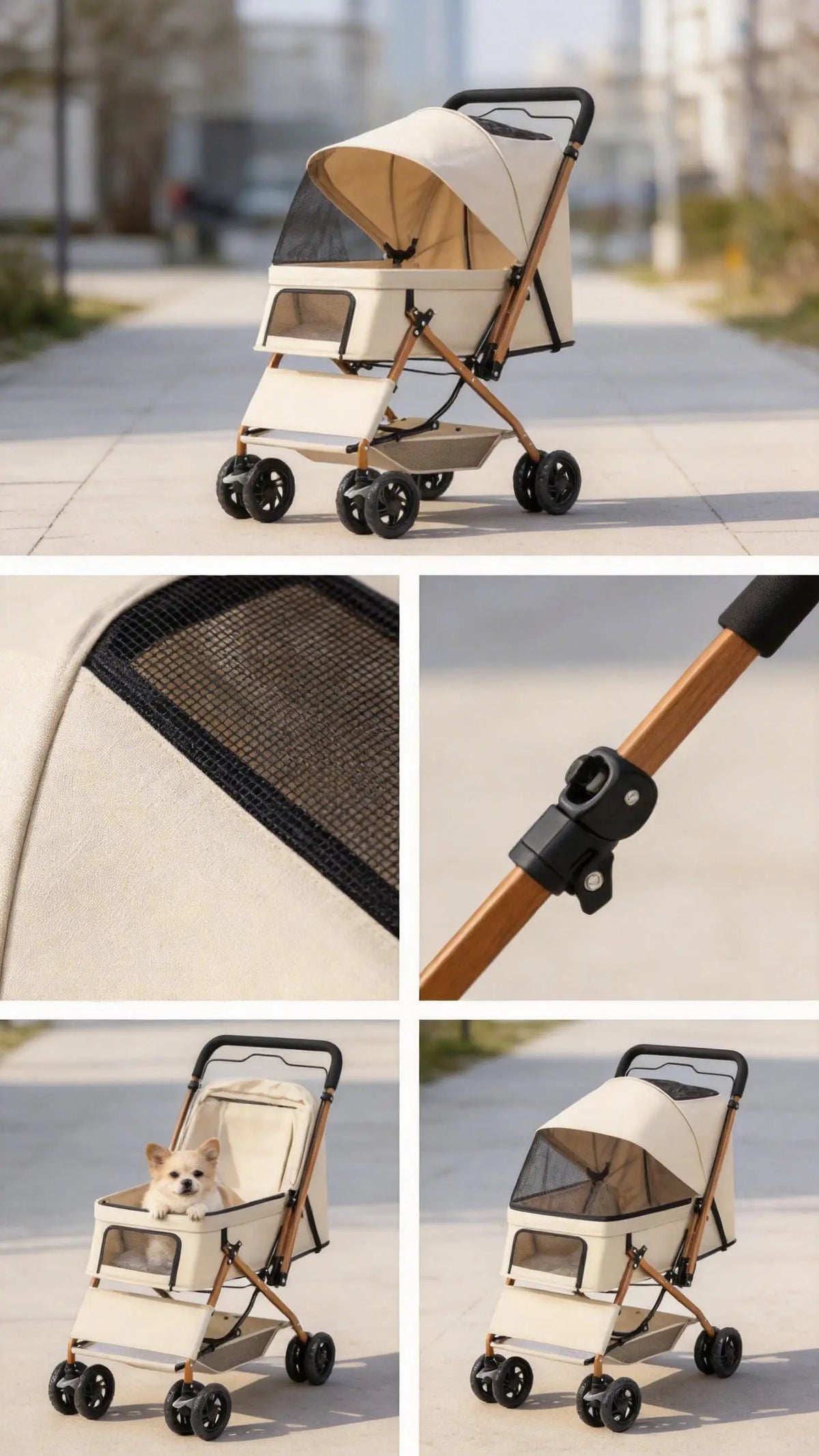 Portable Four Wheel Pet Stroller For Comfortable And Safe Travel