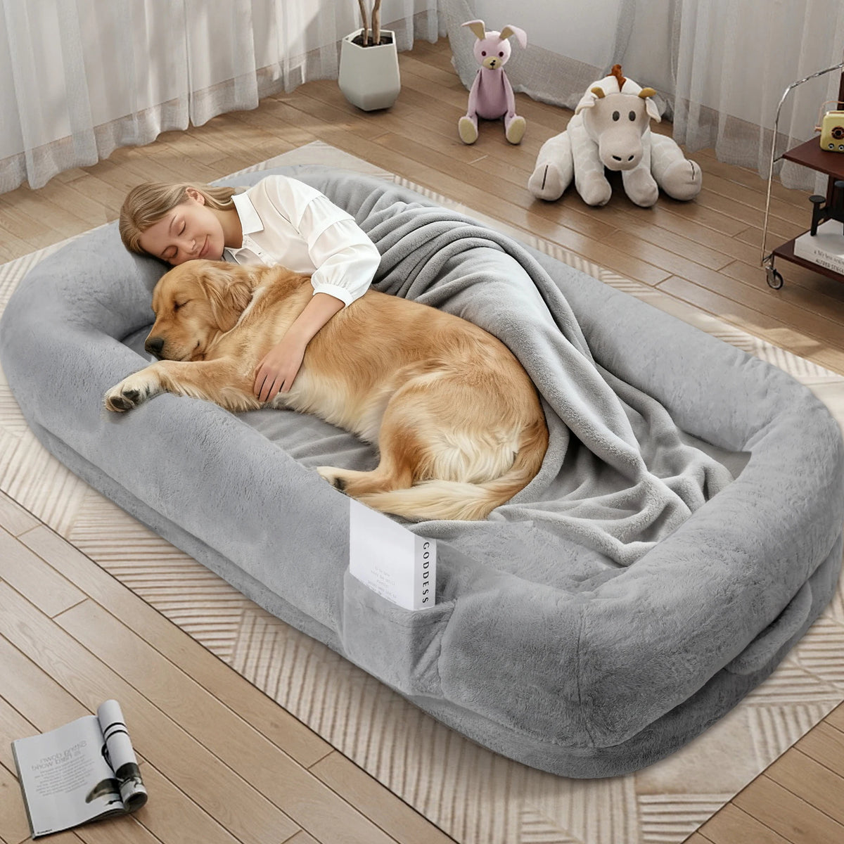 Orthopedic Dog Bed With Removable Faux Fur Cover For Adults