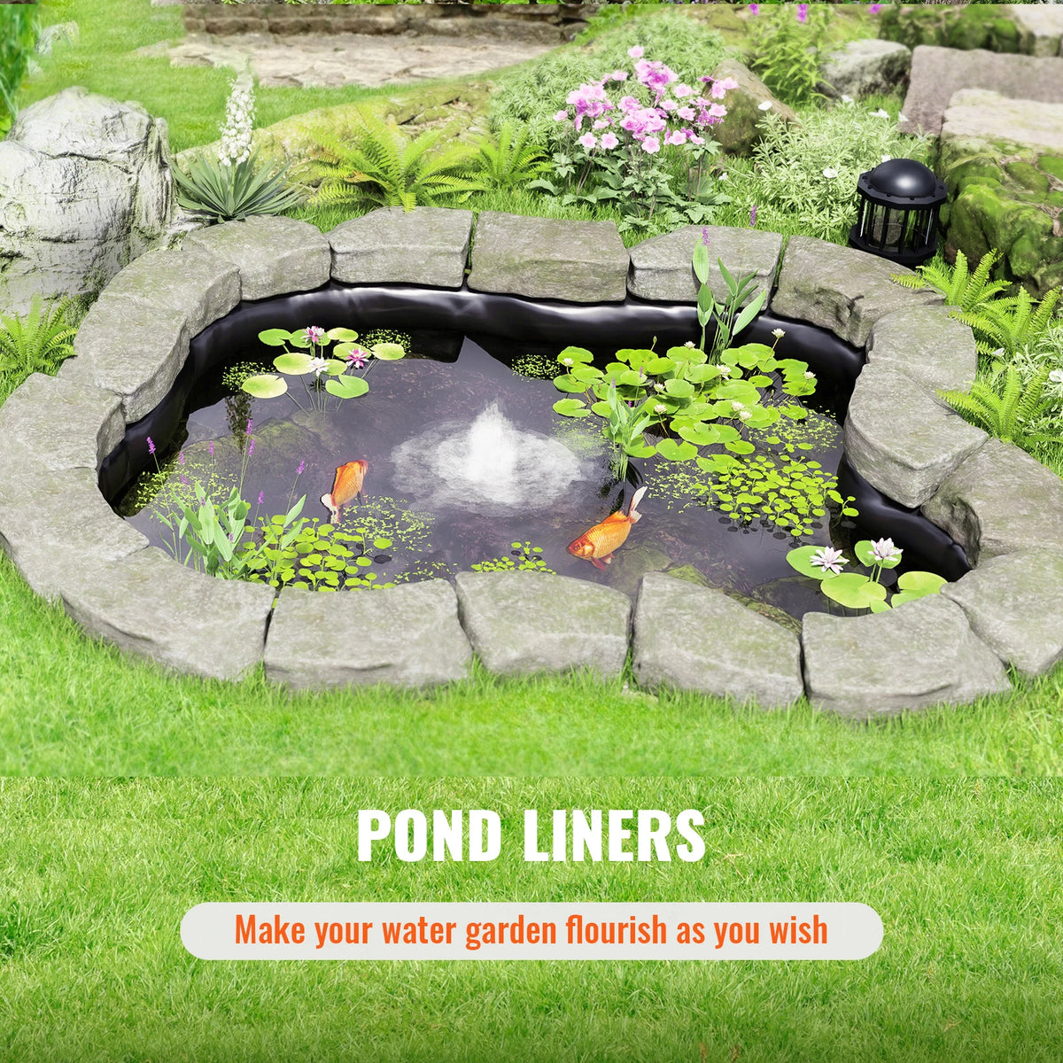 SucceBuy Flexible LLDPE Pond Liner for Fish and Koi Ponds