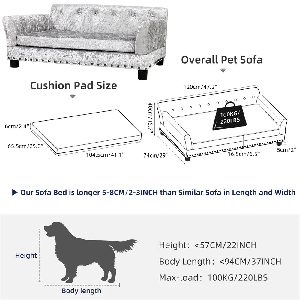 BORWART Raised Dog Sofa Bed With Removable Cover For Pets