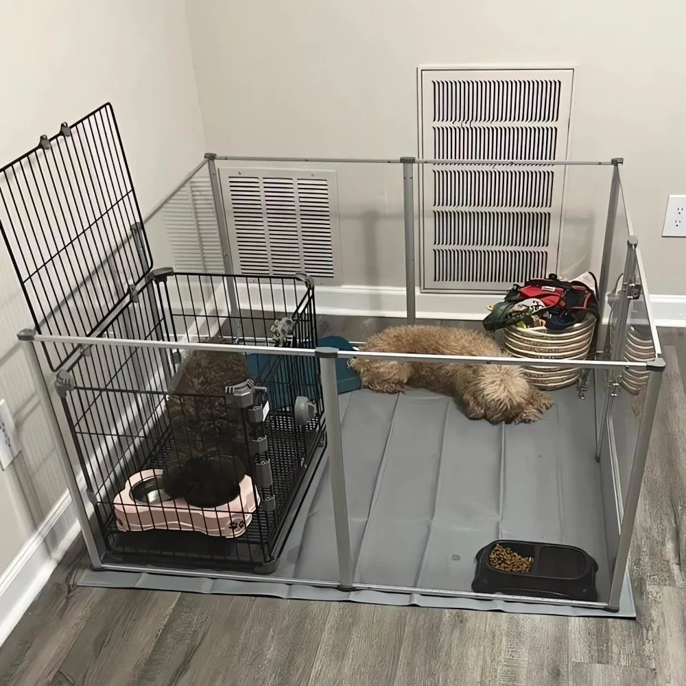 BORWART Acrylic Dog Playpen Indoor Pet Enclosure With Clear Panels
