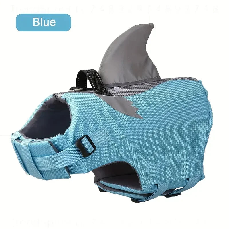 Reflective Shark‑Shape Dog Life Jacket Adjustable Pet Safety Vest With Convenient Handle Waterproof Floating Vest For Swimming Boating Water Rescue For Small Medium Large Dogs