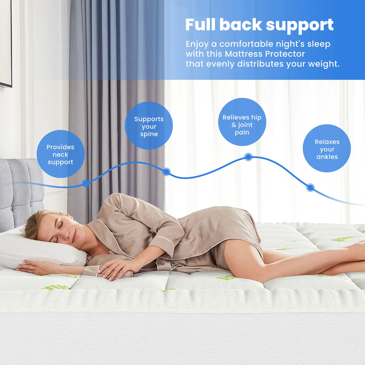 MCQ Bamboo Viscose Mattress Topper Featuring Pillow Top Cooling Pad