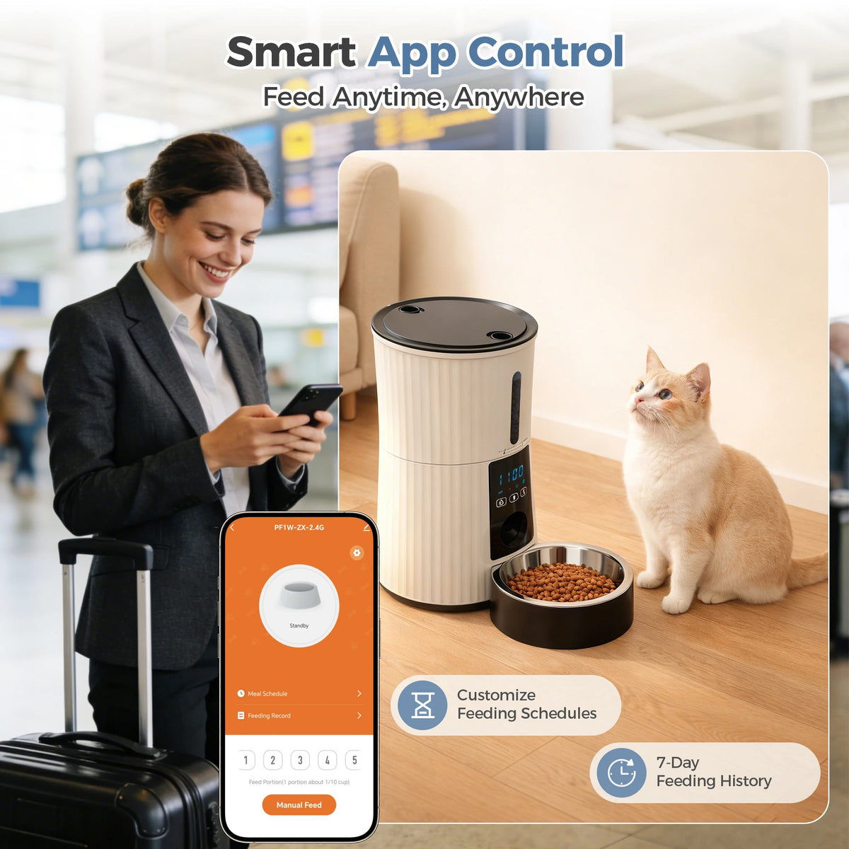 Automatic WiFi Smart Cat Feeder Programmable Pet Food Dispenser