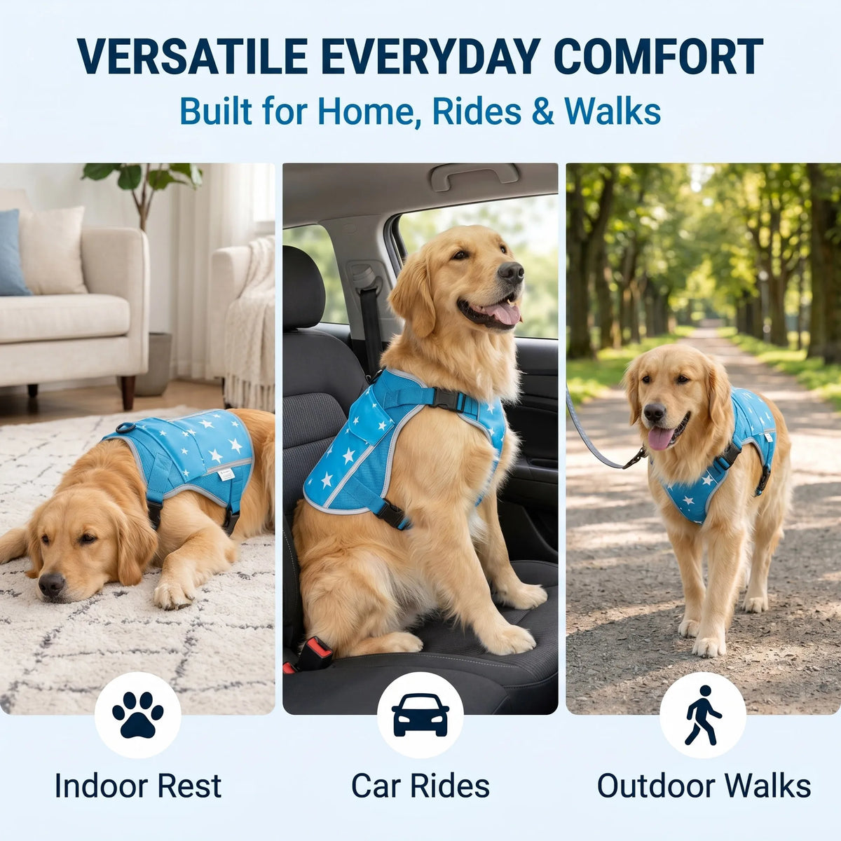 Cooling Vest Harness For Dogs With Freezer Packs Outdoor Use