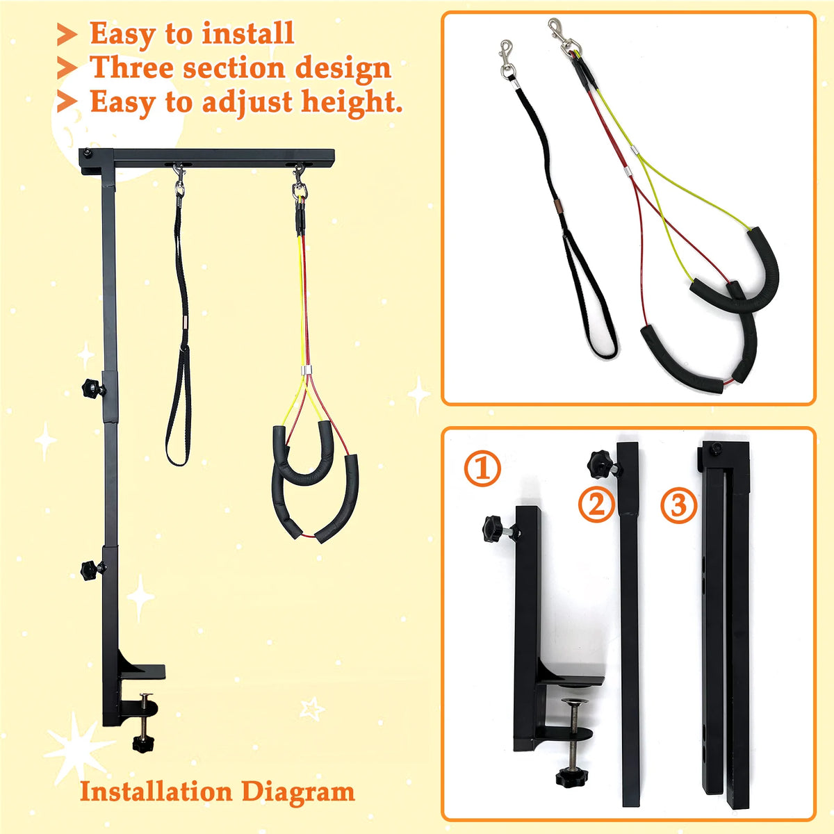 Adjustable Height Metal Dog Grooming Arm With Secure Loop Attachments
