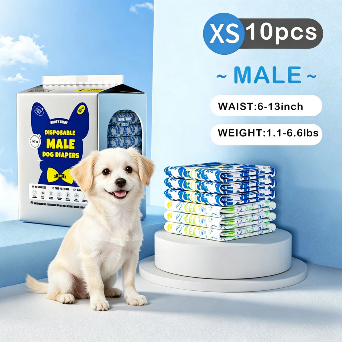 DONO'S DIARY Dog Diapers Male, Disposable Male Dog, Ultra Absorbent Doggie Diapers, Rapid-Dry Leak-Proof Puppy Diapers, Wetness Indicator Excitable Urination Incontinence