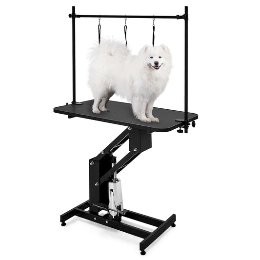 43" Hydraulic Dog Grooming Table, 350 LBS Heavy-Duty Pet Grooming Table with Overhead Arm, 3 Loops, Non-Slip Waterproof Top, Adjustable Height Dog Grooming Station for Medium Large Dogs