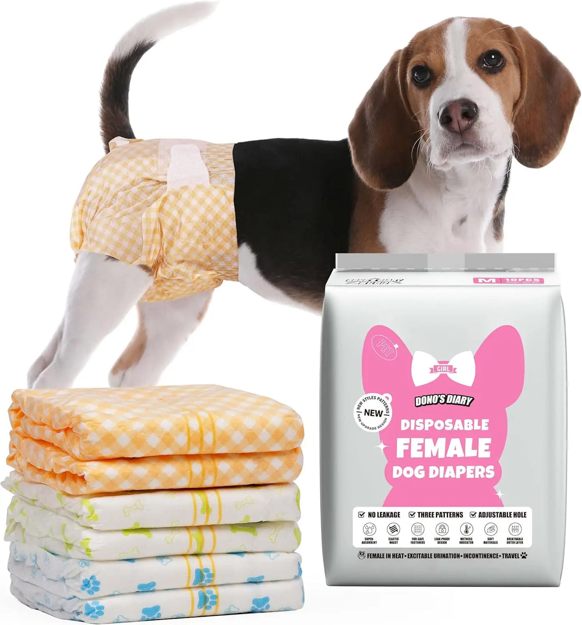 Dono Dog Diapers Female, Disposable Small Puppy Diapers for Heat,Ultra Absorbent Protection, Leak Proof with Wetness Indicator, Comfortable Fit For Girl Dogs in Heat&elderly incontinence