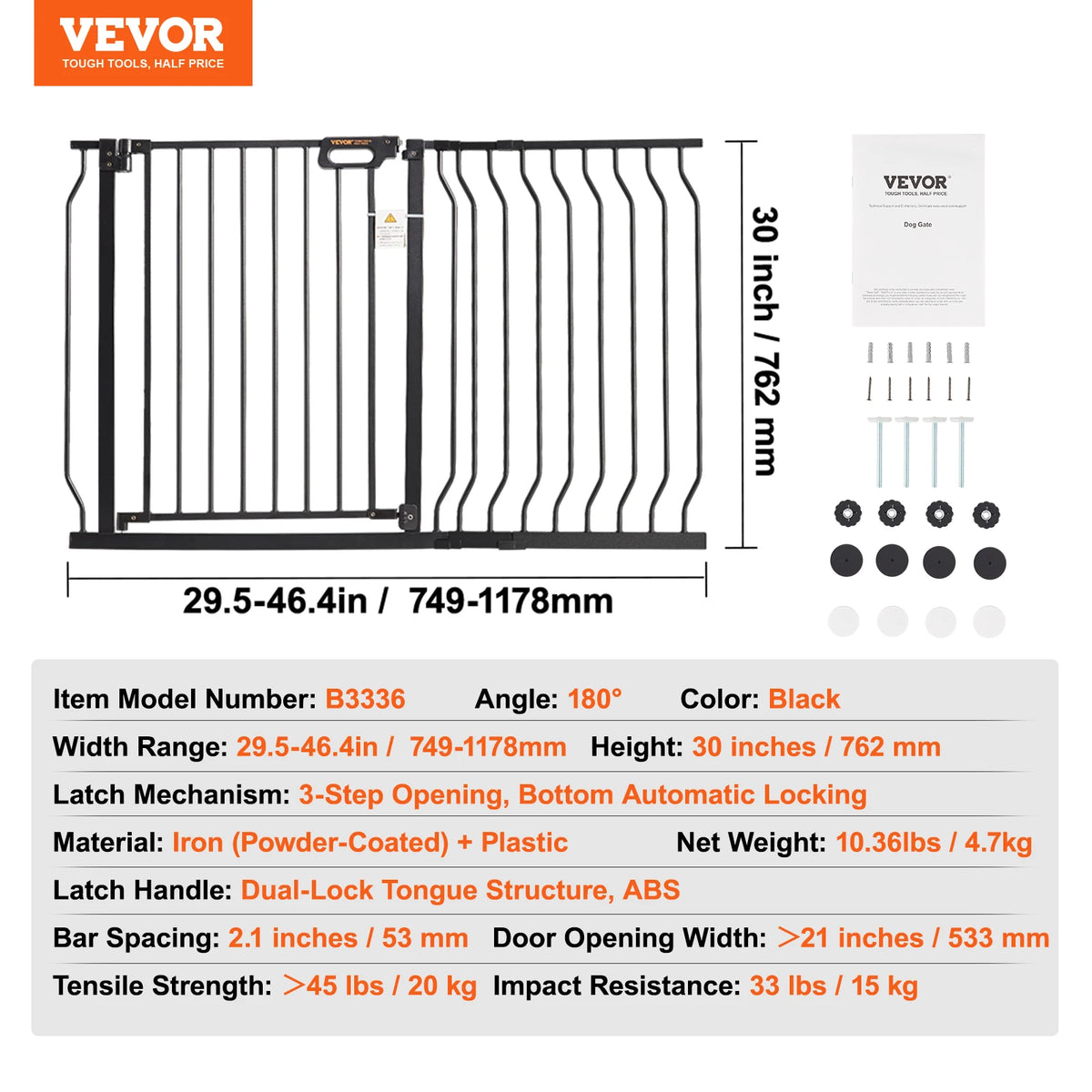 SucceBuy Pressure Mounted Walk Through Baby Pet Security Gate