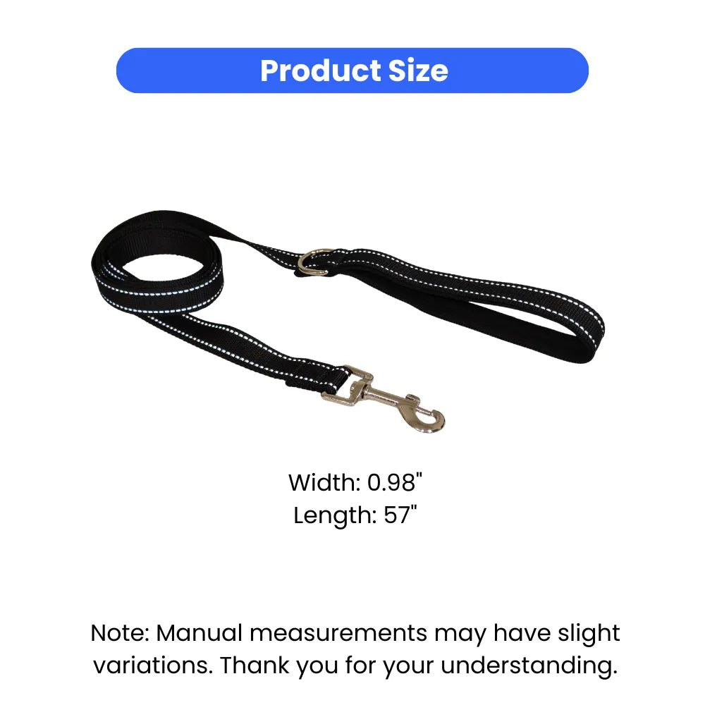7PCS/Carton Reflective Dog Leash Double Sided Nylon Pet Lead with Padded Handle D Ring Metal Clip for Walking Training 3 Colors Mixed