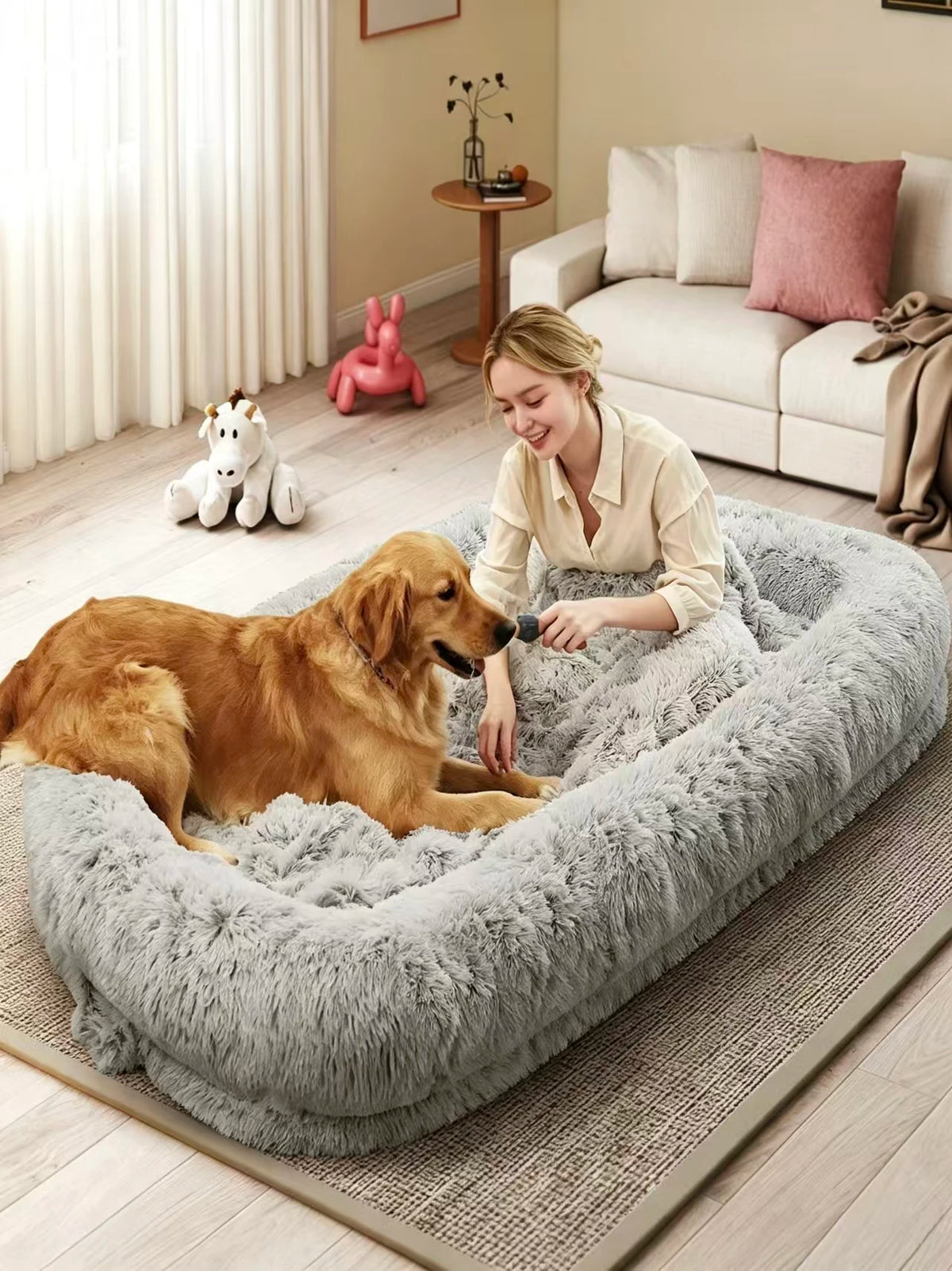 Orthopedic Dog Bed With Removable Faux Fur Cover For Adults