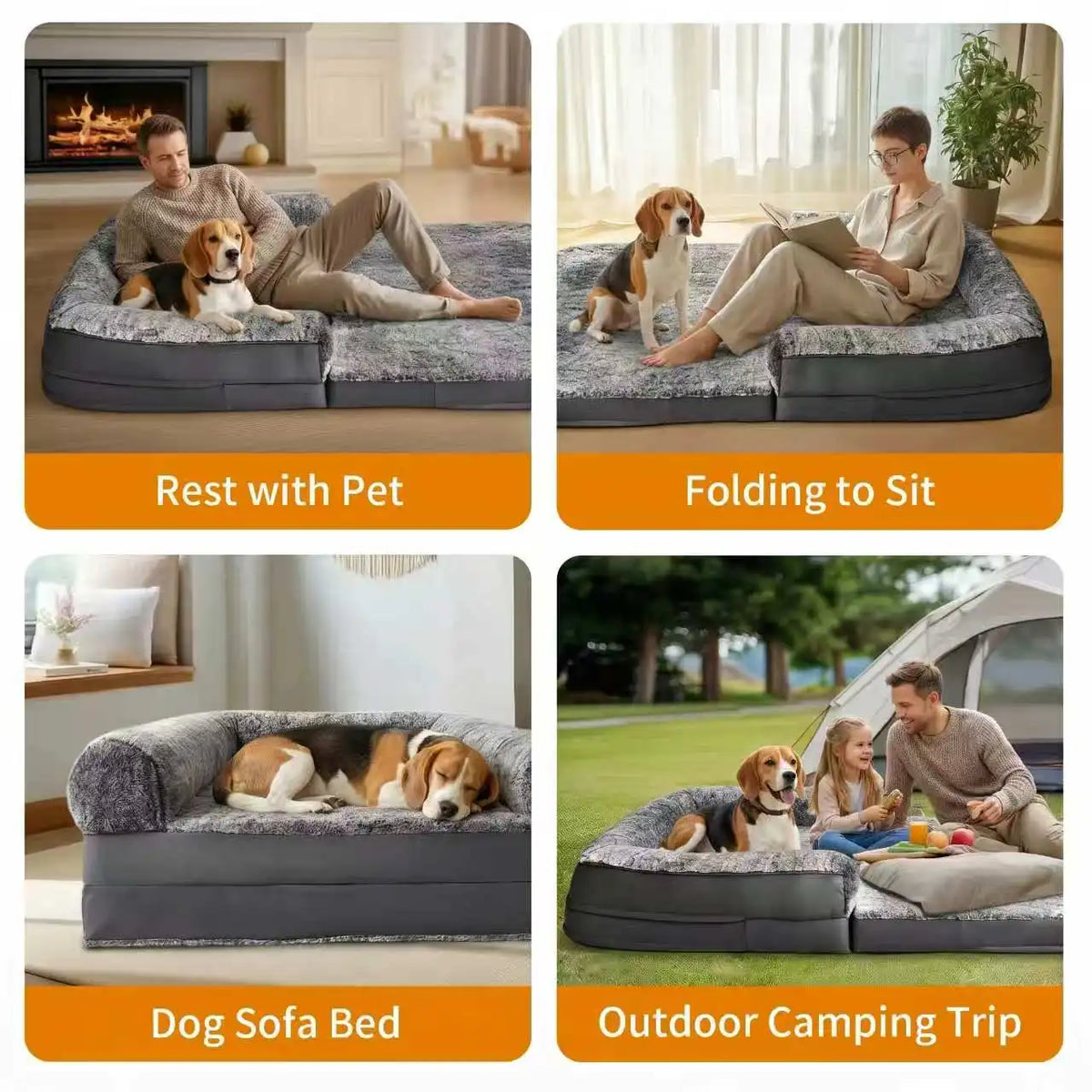 Bingopaw Human Size Dog Bed for Adults & Pets, Foldable Giant Dog Bed Mat with Scratch-Proof PU Leather Edge, High Density Foam Orthopedic Pet Couch Floor Bed, Washable Cover & Handles, 71"x37"