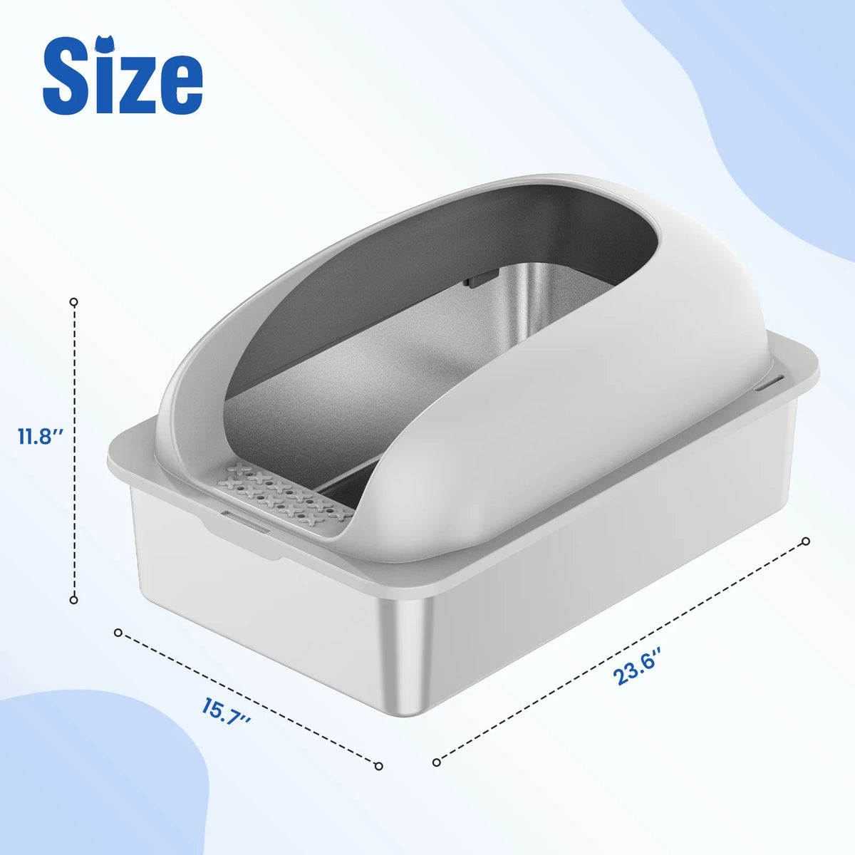 JHK Covered Stainless Steel Cat Litter Box With Scoop and Mat