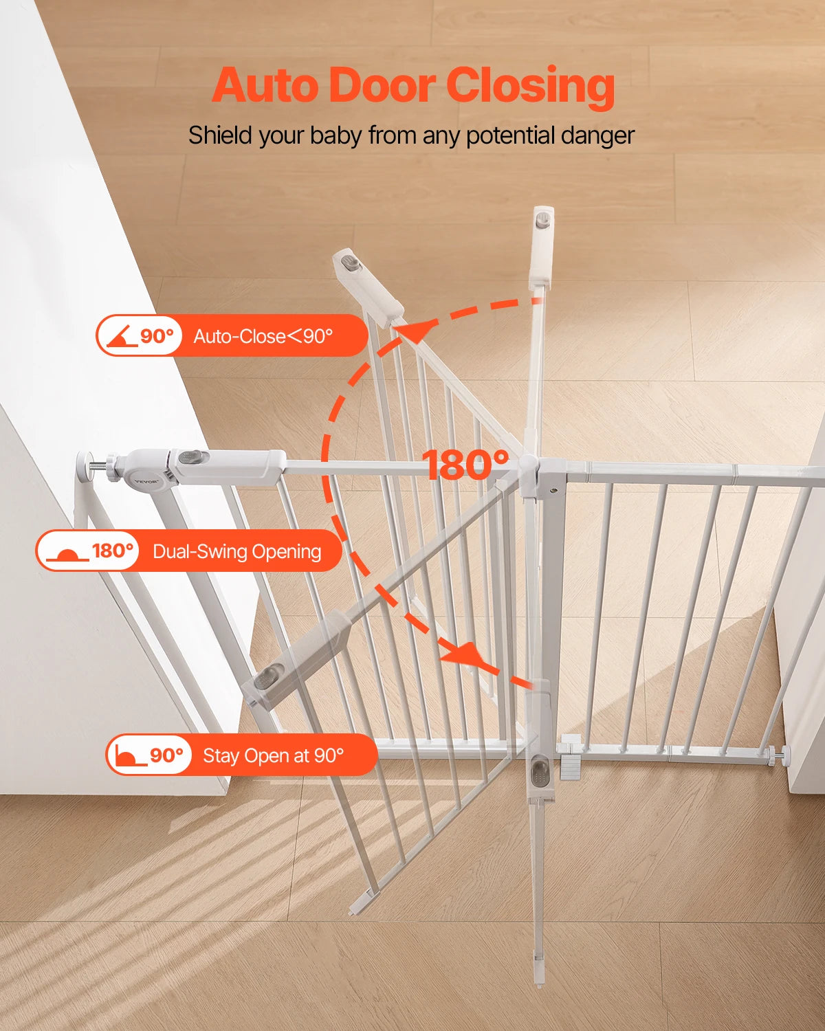 SucceBuy Pressure Mounted Walk Through Baby Pet Security Gate