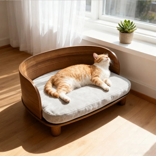 Borwart Elevated Pet Sofa With Eucalyptus Wood Cushion For Dogs